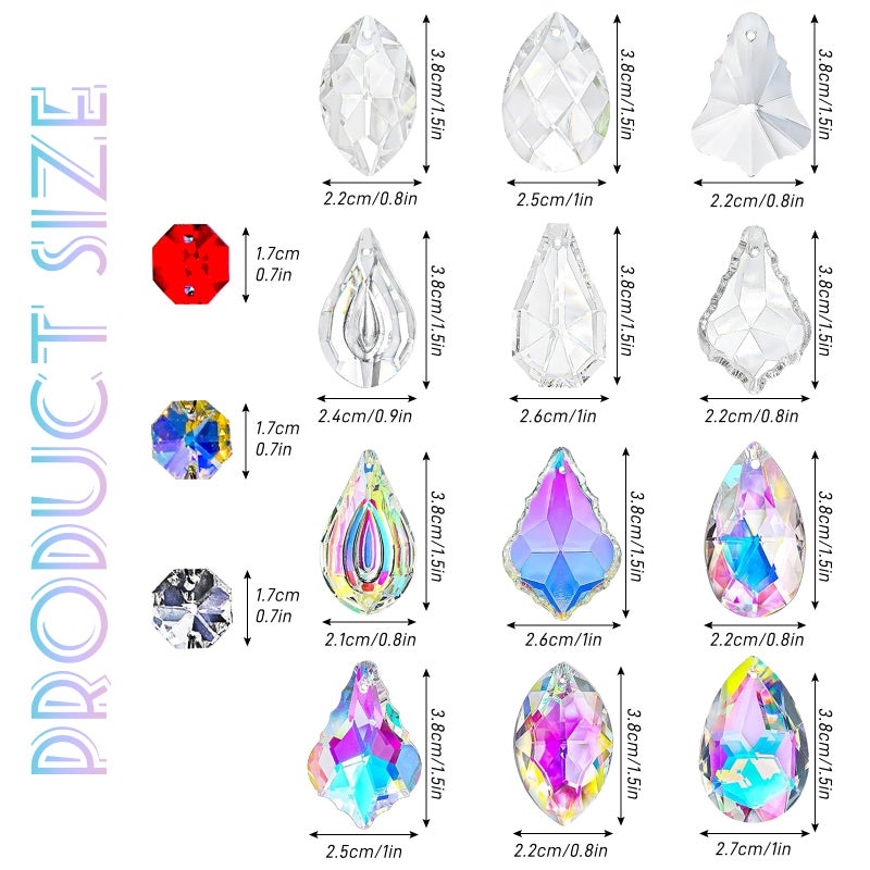 WASTROYAL 212pcs Sun Catchers Making Kit for Adults Clear Hanging Prism Sun Catcher with Crystals Rainbow Maker 12 Hanging Glass Prisms Parts Suncatcher Home/House Decor - Image 3