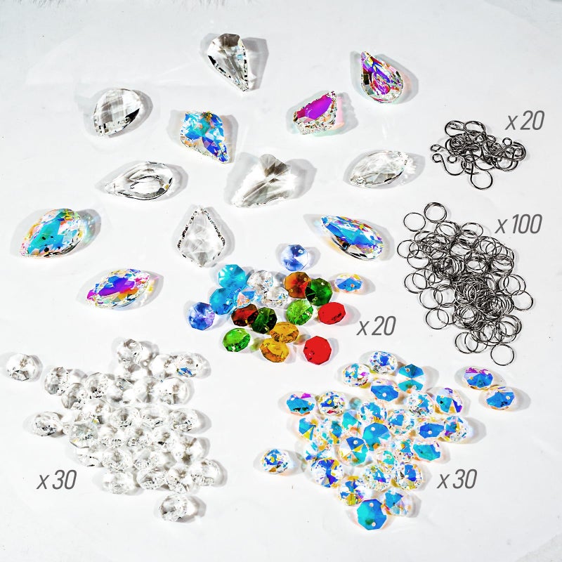 WASTROYAL 212pcs Sun Catchers Making Kit for Adults Clear Hanging Prism Sun Catcher with Crystals Rainbow Maker 12 Hanging Glass Prisms Parts Suncatcher Home/House Decor - Image 4