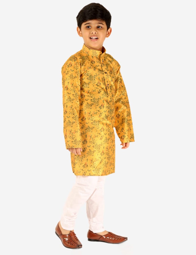 Pro-Ethic Style Developer Boy's Silk Kurta & Pant|Embellished Design|Kids Printed Ethnic Wear (S-172) 7-8 Years,Yellow - Image 2