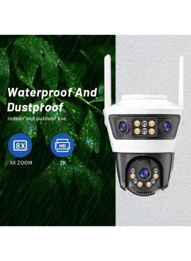 JORTAN 9MP Triple Lens WiFi Outdoor PTZ Security Camera, 360° Pan Tilt, Motion Detection & Auto Tracking, 2-Way Audio, Color Night Vision, IP66 Waterproof - Image 4