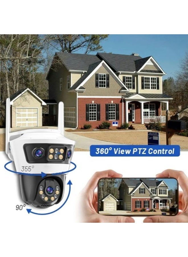 JORTAN 9MP Triple Lens WiFi Outdoor PTZ Security Camera, 360° Pan Tilt, Motion Detection & Auto Tracking, 2-Way Audio, Color Night Vision, IP66 Waterproof - Image 2