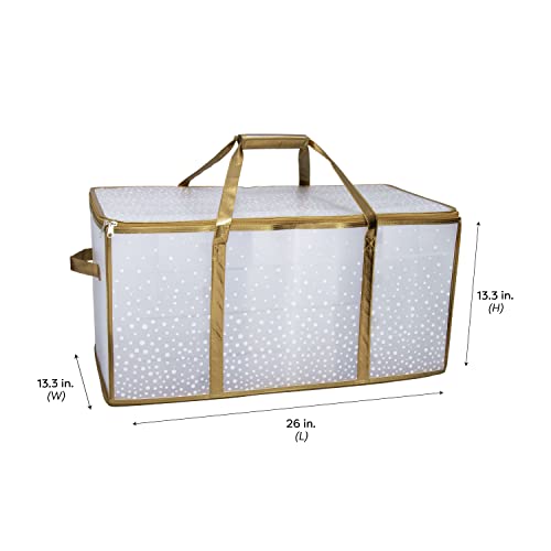 Simplify 128 Count Organizer Christmas Ornament Storage | Dimensions: 26.4"x 13.5"x 13.4" | Gold | Easy Carry Handles | Christmas Organization | Zipper Closure | Holds 128 Ornaments - Image 5