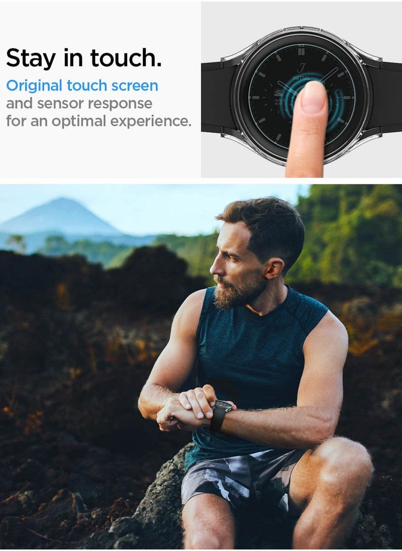 Thin Fit Screen Protector Case Cover For Samsung Galaxy Watch5 Pro 45mm With Tempered Glass Screen Protector (2022) - Crystal Clear