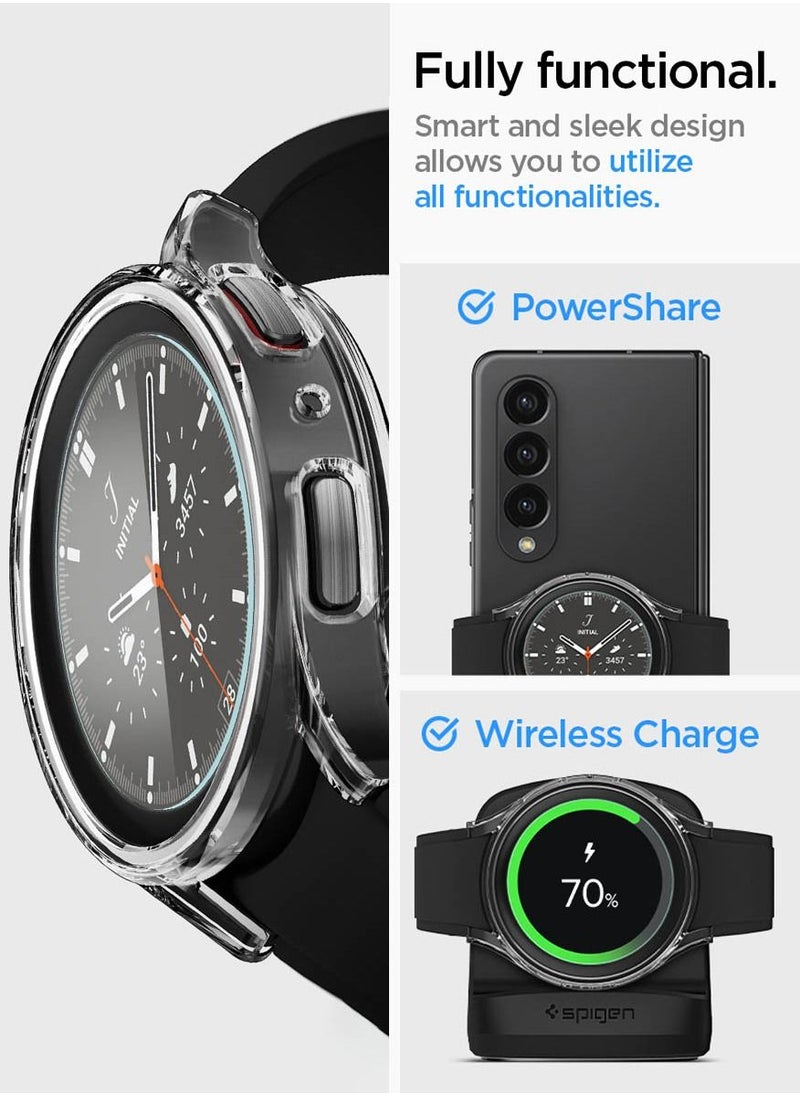 Thin Fit Screen Protector Case Cover For Samsung Galaxy Watch5 Pro 45mm With Tempered Glass Screen Protector (2022) - Crystal Clear