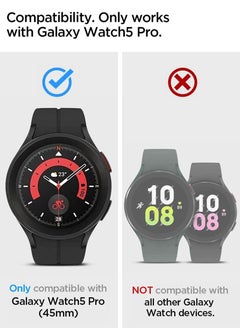 Spigen Thin Fit Screen Protector Case Cover For Samsung Galaxy Watch5 Pro 45mm With Tempered Glass Screen Protector (2022) - Crystal Clear  - Image 2