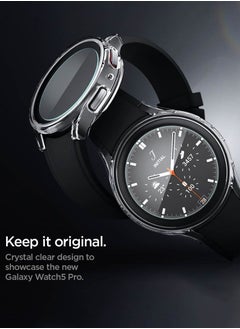 Spigen Thin Fit Screen Protector Case Cover For Samsung Galaxy Watch5 Pro 45mm With Tempered Glass Screen Protector (2022) - Crystal Clear  - Image 3