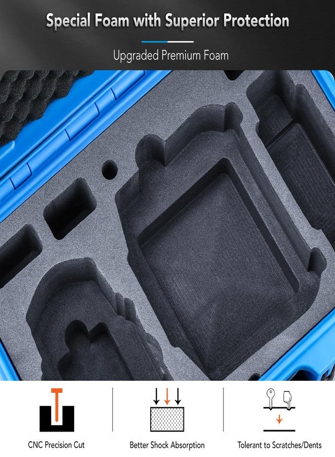 Lykus Titan MM410 Waterproof Hard Case for DJI Mini 4 Pro/Mini 3/Pro and RC2/RC/RC-N2/N1, Blue with Shoulder Strap, Support 7 batteries and RC lanyard [CASE ONLY] - Image 4