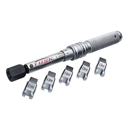 TUSK Spoke Torque Wrench Kit – Adjustable 30–150 in‑lb Torque Wrench + 5 Drop‑Forged Heads (6.1–6.9 mm) in Case – Calibrated ±2% for Motorcycle & Bicycle Spoke Tension - Image 1