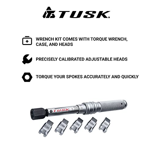 TUSK Spoke Torque Wrench Kit – Adjustable 30–150 in‑lb Torque Wrench + 5 Drop‑Forged Heads (6.1–6.9 mm) in Case – Calibrated ±2% for Motorcycle & Bicycle Spoke Tension - Image 4