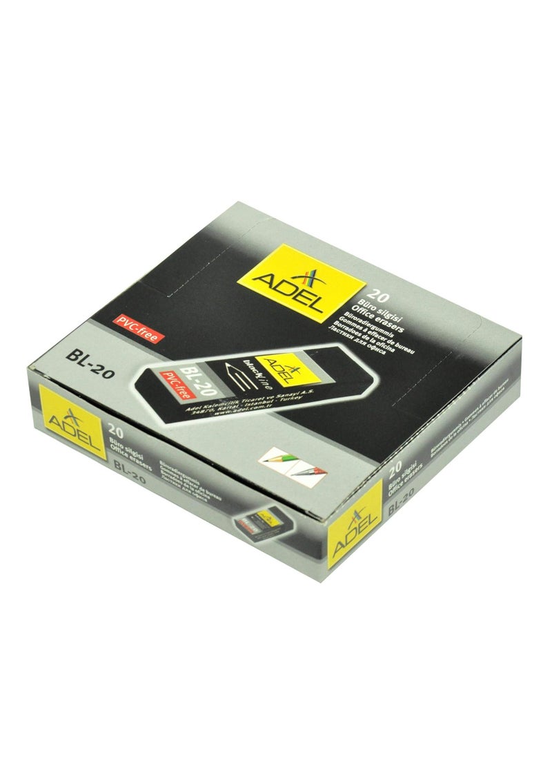 Adel Adel Black Office Eraser for Blacklead Pencils, Pack of 20 Pcs, PVC-Free - ALER2270789000  - Image 3