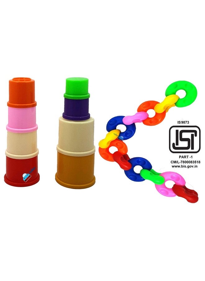 FunBlast FunBlast Stacking Drum Toy With Diy Chain Link Block Games For Kids Learning Toy For Kids - (20 Pcs Blocks),Multicolor  - Image 2