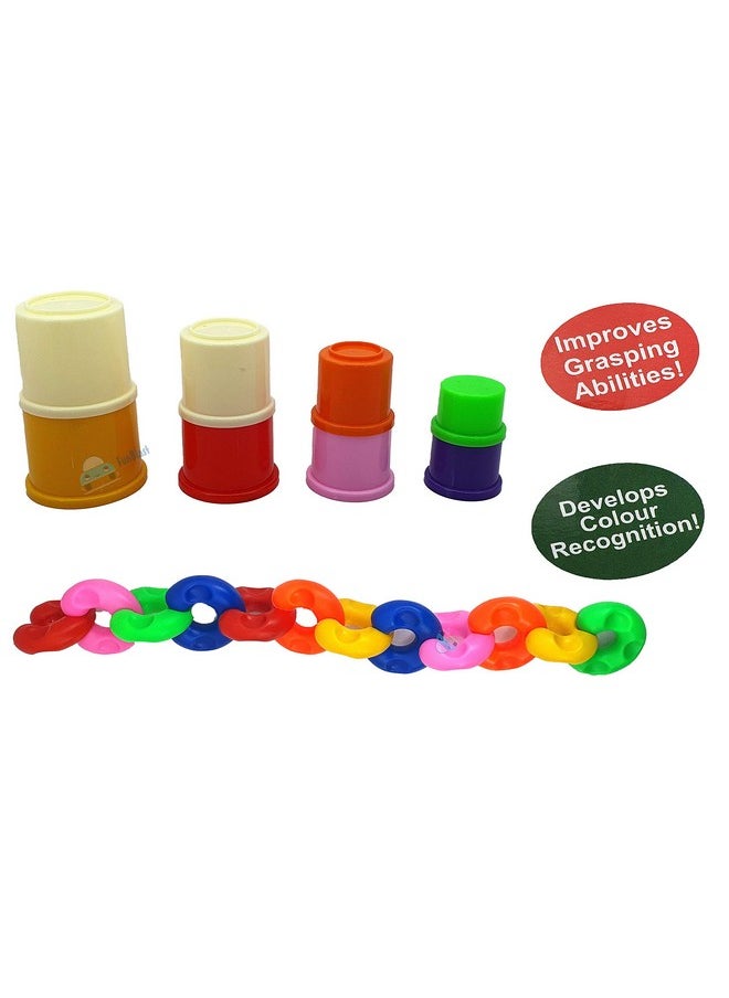 FunBlast FunBlast Stacking Drum Toy With Diy Chain Link Block Games For Kids Learning Toy For Kids - (20 Pcs Blocks),Multicolor  - Image 3