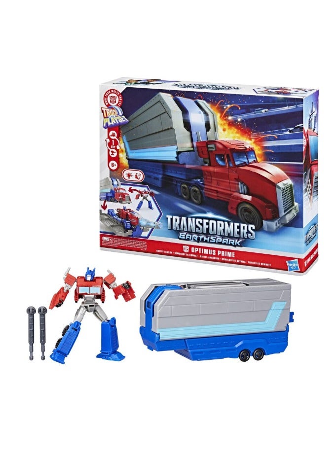 HASBRO - TRANSFORMERS Hasbro Transformers EarthSpark Optimus Prime Battle Trailer Playset with Action Figure - Image 1