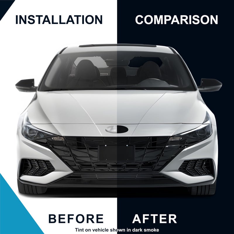 Kuvrü KUVR Pre-Cut Front & Rear Emblem Tint Compatible with Hyundai Elantra 2021-2023 | Precision Cut Stretchable PPF Vinyl Overlay Cover Wrap Dark Smoke (Pack of 4) - Image 4