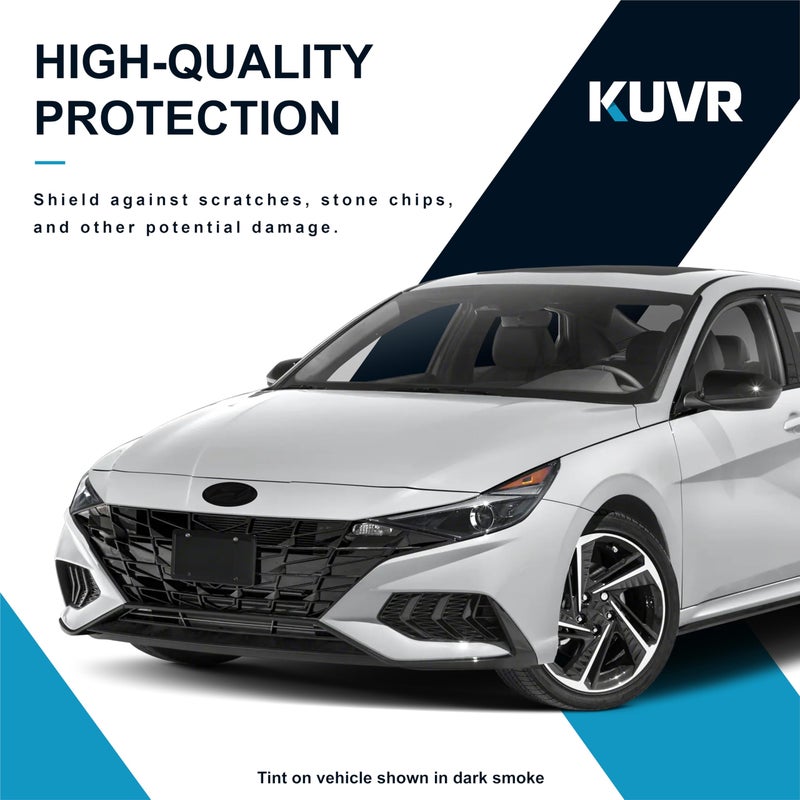 Kuvrü KUVR Pre-Cut Front & Rear Emblem Tint Compatible with Hyundai Elantra 2021-2023 | Precision Cut Stretchable PPF Vinyl Overlay Cover Wrap Dark Smoke (Pack of 4) - Image 2