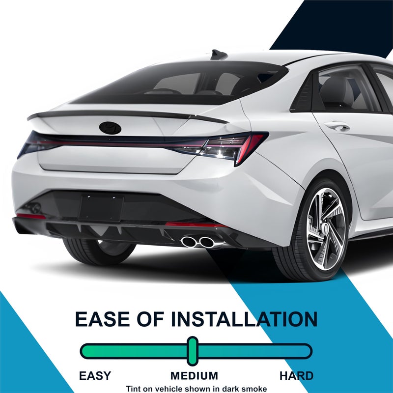 Kuvrü KUVR Pre-Cut Front & Rear Emblem Tint Compatible with Hyundai Elantra 2021-2023 | Precision Cut Stretchable PPF Vinyl Overlay Cover Wrap Dark Smoke (Pack of 4) - Image 5