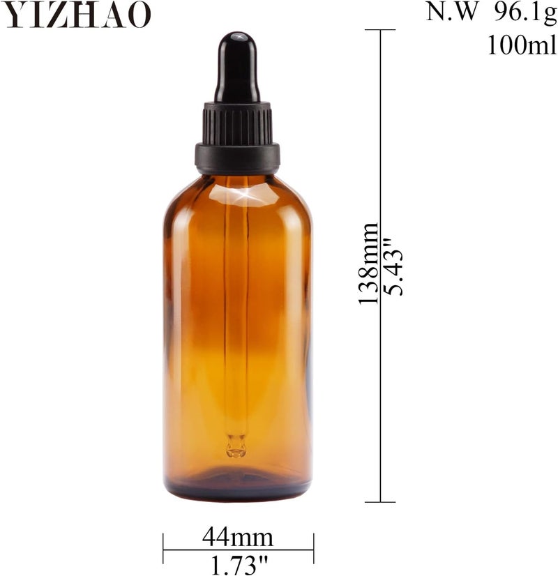 YIZHAO زجاجات قطرات الزرقاء سعة 100 مل، مزودة بقطرة زجاجية، للزيوت العطرية، العلاج بالروائح، السوائل – 4 قطع - Image 2