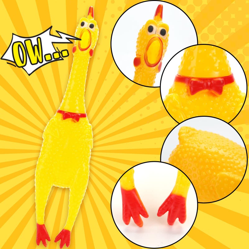 POPLAY 3PCS Screaming Chickens, Squeaky Rubber Chickens Novelty Dog Toys (1PC 13.5 Inch, 2PCS 11.5 Inch) - Image 3