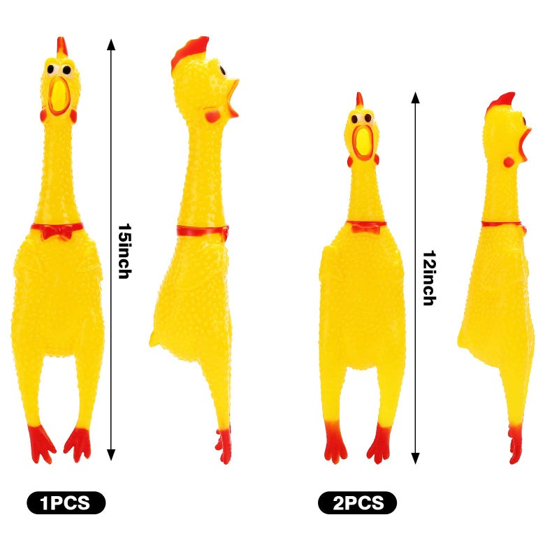 POPLAY 3PCS Screaming Chickens, Squeaky Rubber Chickens Novelty Dog Toys (1PC 13.5 Inch, 2PCS 11.5 Inch) - Image 2