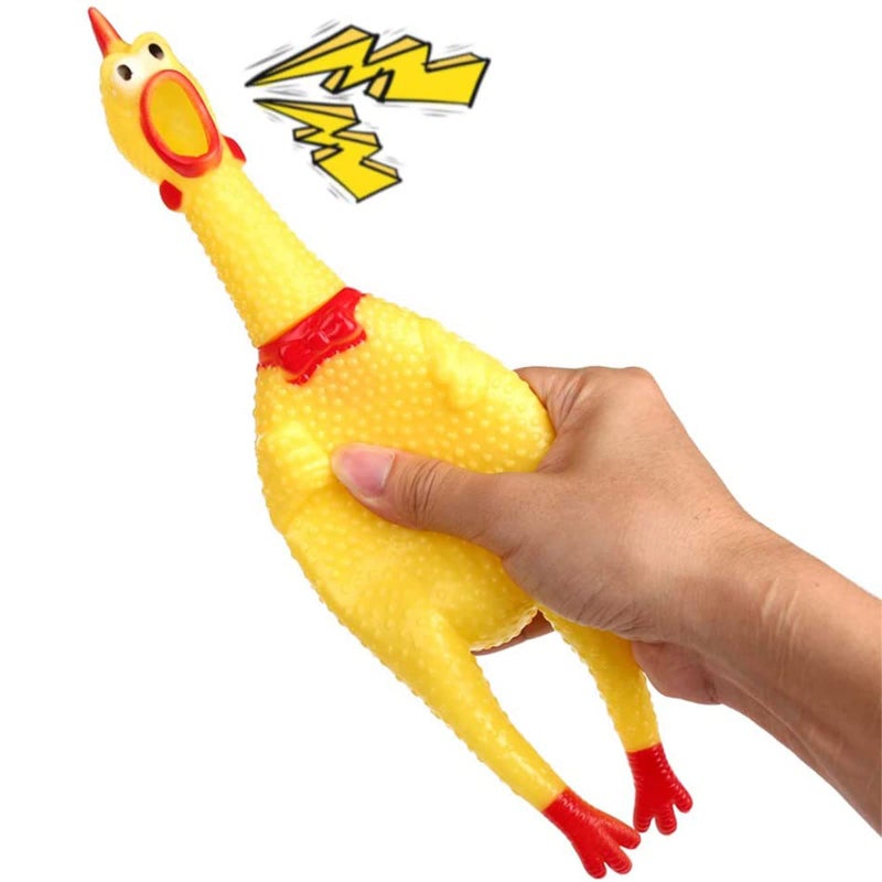 POPLAY 3PCS Screaming Chickens, Squeaky Rubber Chickens Novelty Dog Toys (1PC 13.5 Inch, 2PCS 11.5 Inch) - Image 4