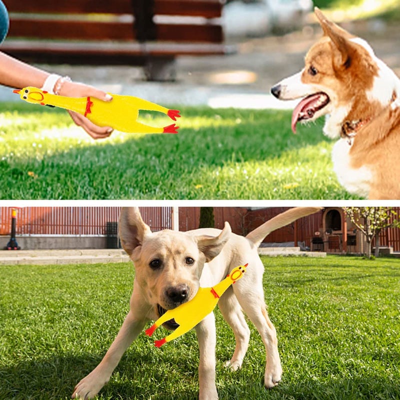 POPLAY 3PCS Screaming Chickens, Squeaky Rubber Chickens Novelty Dog Toys (1PC 13.5 Inch, 2PCS 11.5 Inch) - Image 5