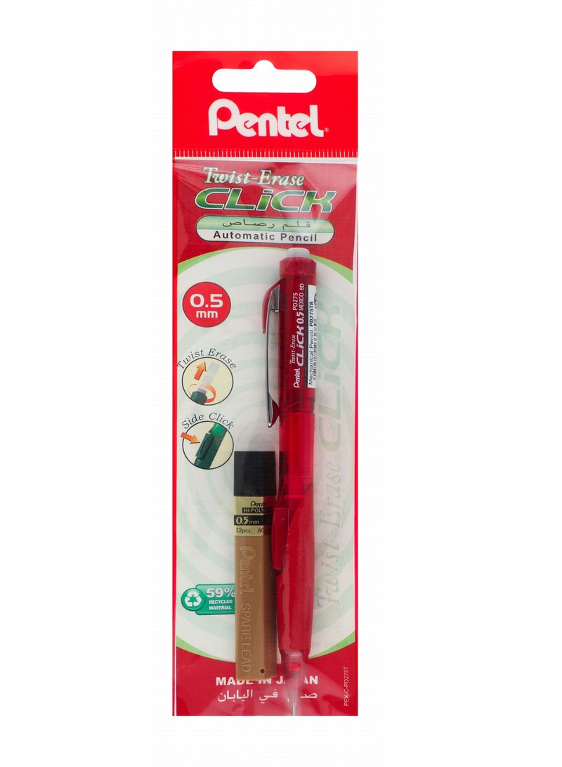 Pentel 1-Piece Mechanical Pencil With A Pack of Leads 0.5mm Thickness - Image 1