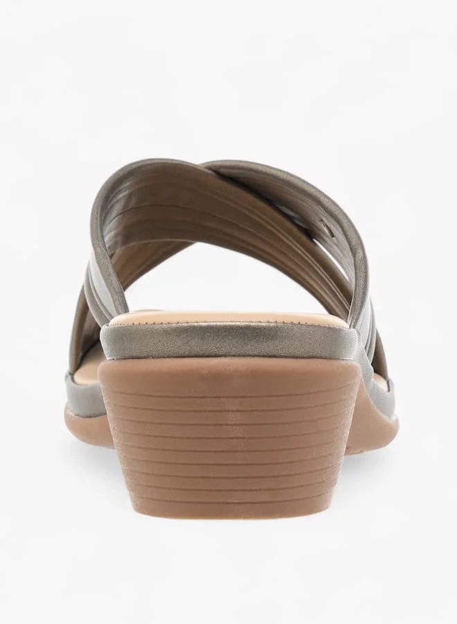 Flora Bella By Shoexpress Women Cross Strap Slip-On Sandals with Block Heel