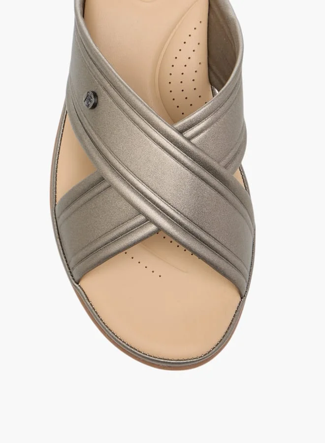 Flora Bella By Shoexpress Women Cross Strap Slip-On Sandals with Block Heel