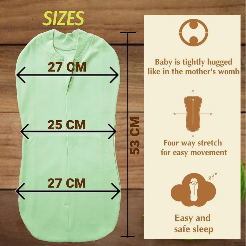 MammaChamp Zipper Swaddle Sleeping SackBlanketsPodWrapBag New Born Baby for 03 Months Pack of 1 Light Green - Image 5