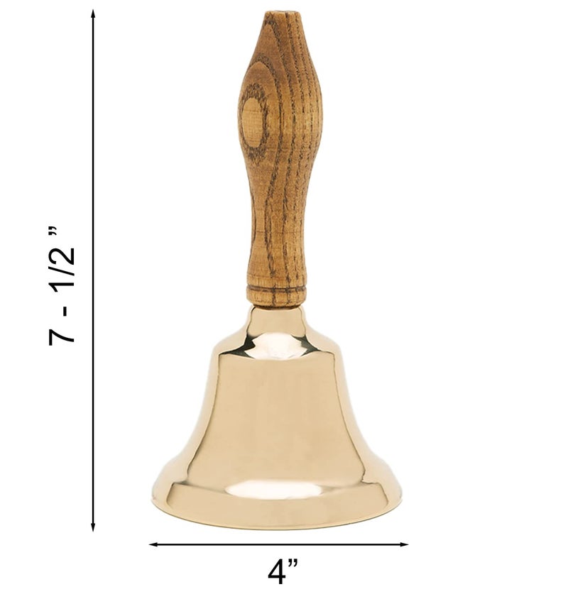 Bevin Bells Solid Brass Hand Bell | 6HB | New England Hardwood Handle | Elegant Hand Call Bell | Noise Makers | Loud Brass Bells | Easy to Grip Handle | Teacher Handheld Bell | Made in CT, USA - Image 2