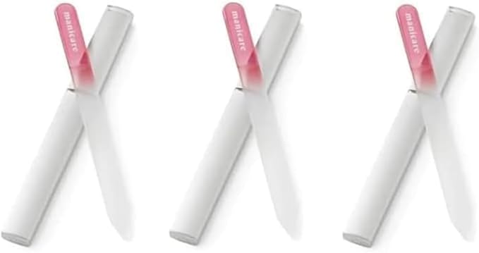 Manicare Glass Nail File For Shaping And Styling Nails Strong Glass File For Natural And Artificial Nails Double Sided Includes Protective Case Perfect For At Home Or On The Go Manicures - Image 1