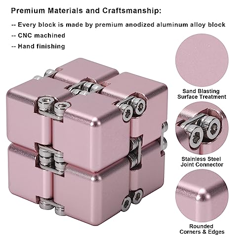 Lifidea New Version Aluminum Alloy Metal Infinity Cube Fidget Cube Handheld Fidget Toy Desk Toy with Cool Case Infinity Magic Cube Relieve Stress Anxiety ADD ADHD OCD for Kids and Adults Pink - Image 5