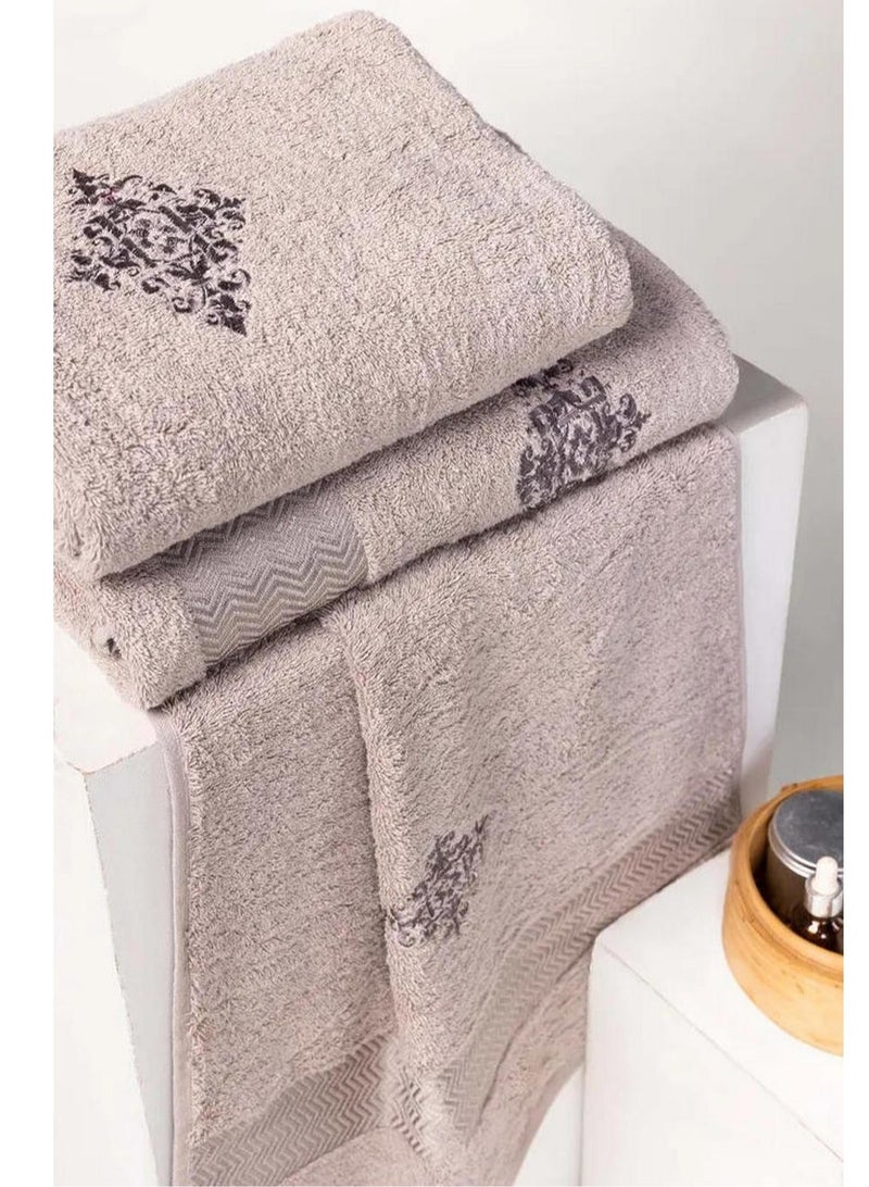 Ideas Crimson Combed 3 Pcs Embroidered Towel Set - Image 3