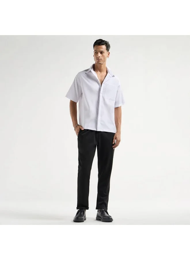 FAV Regular Fit Solid Shirt with Collar and Short Sleeves