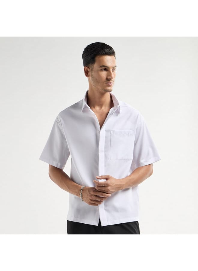 FAV Regular Fit Solid Shirt with Collar and Short Sleeves  - Image 1