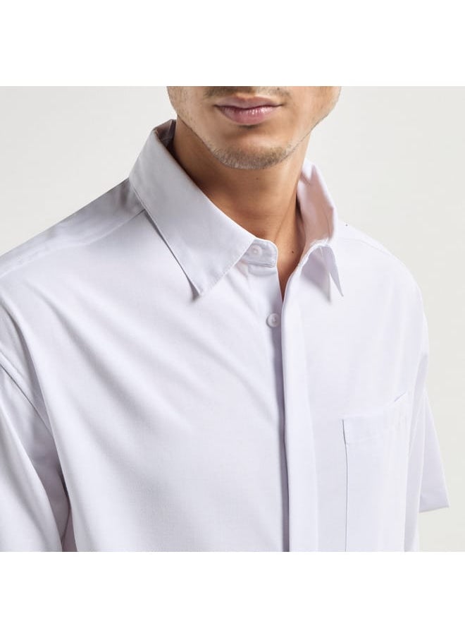 FAV Regular Fit Solid Shirt with Collar and Short Sleeves  - Image 4