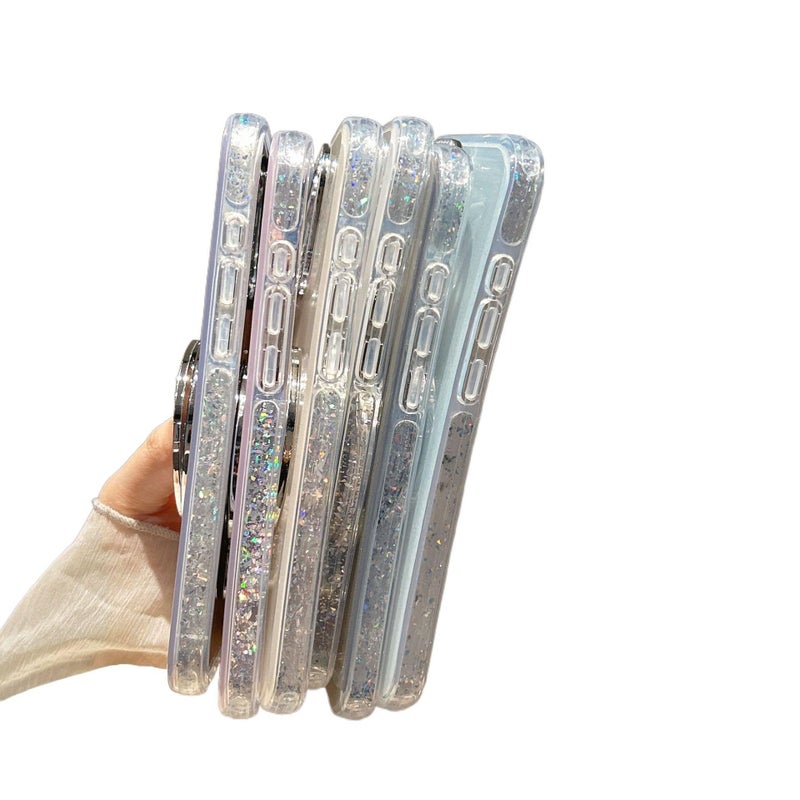 غطاء MagSafe بPC لـ iPhone 15 / 15 Plus / 15 Pro / 15 Pro Max مع حماية من السقوط وحامل قائم مع مقاوم للصدمات مع بريق لامع مع مغناطيسي باللون أزرق بوظيفة حامل باللون الأزرق - Image 5