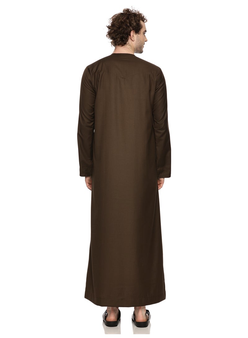 U.S. ELK Mens's Long Sleeve Emirati Kandura | Islamic Dishdasha Jubba for Men | Muslim Robe for Comfort, Style, and Tradition | Islamic Clothing - Image 3