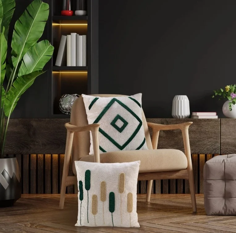 Fecra Botanik Raster Throw Pillow Case 43*43 Green Double