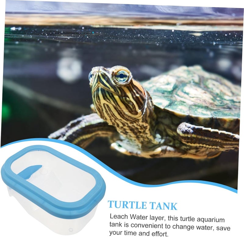 Toyvian Turtle Breeding Container Basking Platform Turtle Tank for Indoor Use Multi-Functional Tortoise Habitat Ramp Design Small for Home Aquatic Settings - Image 4