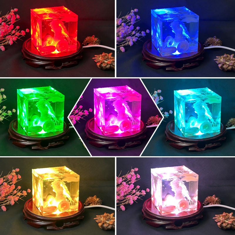 Voaesdk Wooden LED Display Base Root Carving Light Base,Multicolor Changing LED Display Stand, Round Wood Lighted Stand Base for 3D Crystal Ball Figurine Glass Resin Art Home Decor - Image 3
