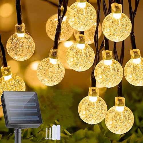 GIGAWATTS 50 LED Solar Bubble Ball String Light | 7m Waterproof Decorative Solar Lights for Garden, Patio, Lawn, Home, Wedding, Party, Yard & Outdoor Decoration (Pack of 1, Warm White) - Image 1