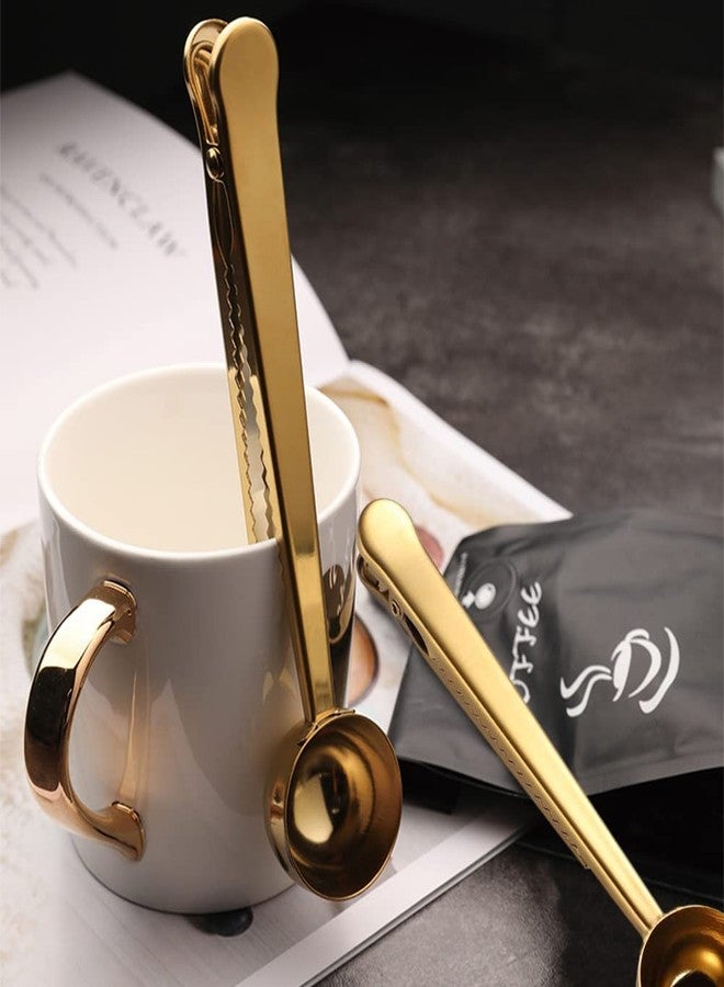 EMVANV Coffee Scoop Clip,Stainless Steel Measuring Scoop With Coffee Bag Clip for Ground Coffee Tea Protein Scoop Tablespoon Measure Spoon(Gold) - Image 3
