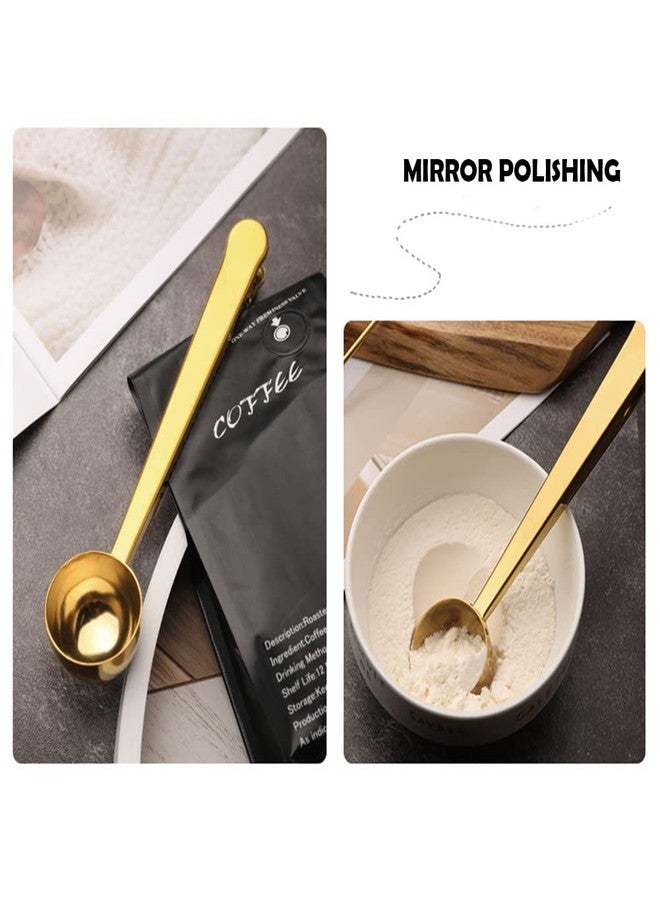 EMVANV Coffee Scoop Clip,Stainless Steel Measuring Scoop With Coffee Bag Clip for Ground Coffee Tea Protein Scoop Tablespoon Measure Spoon(Gold) - Image 5