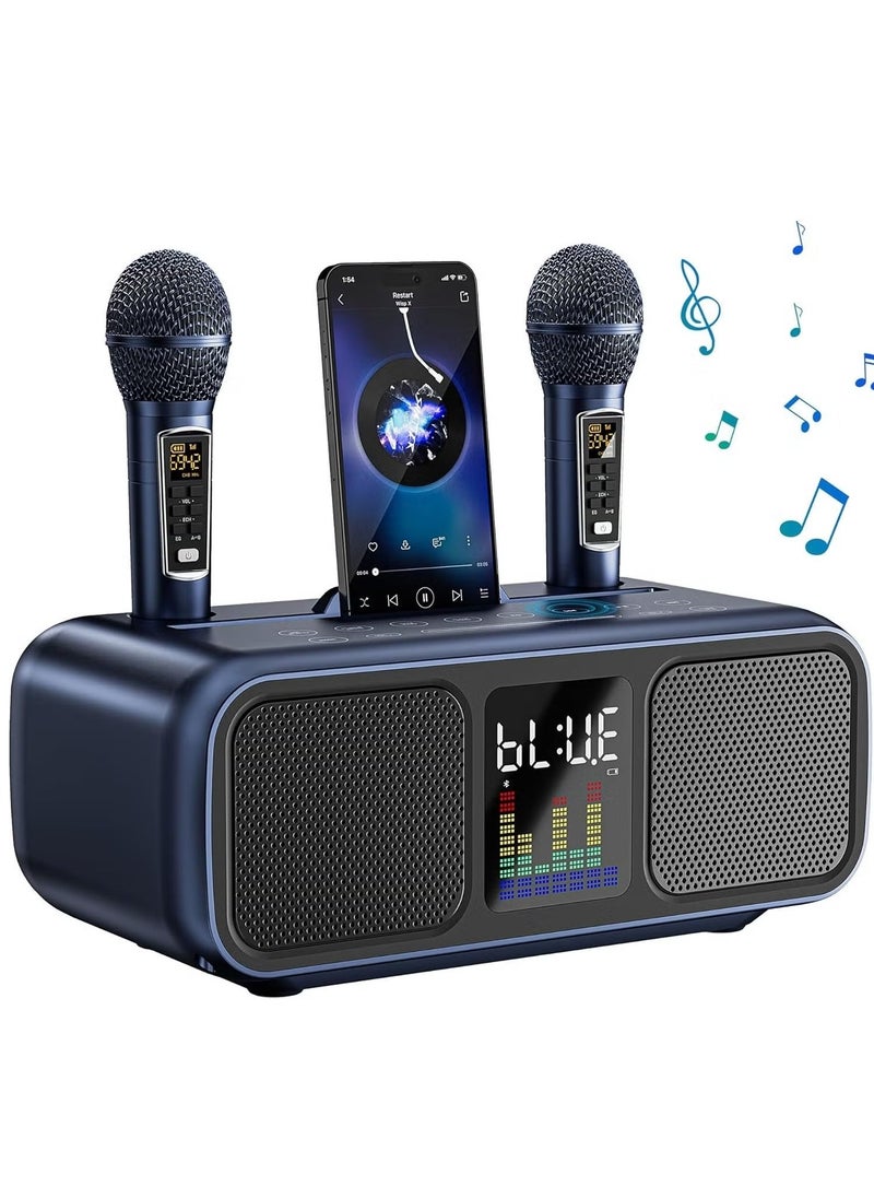 Smart Berry Rechargeable Karaoke Machine with Wireless Mics – Bluetooth PA Speaker for Home, Outdoor, and Party Singing Fun – USB/AUX/TF Card Compatible - Image 1