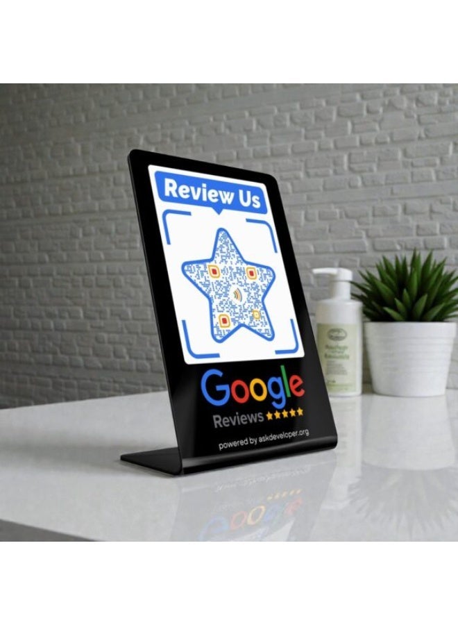 اسك ديفيلوبر حامل مراجعة جوجل من اسك-ديفيلوبر - رمز ان اف سي وكيو ار، سهل الاعداد، لجميع الشركات بدون تطبيق، بدون اشتراك، يعمل على ايفون واندرويد (مقاس 15 × 10) - Image 1