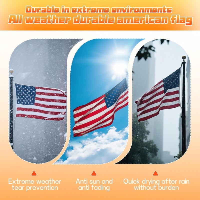 JOYAONE American Flag 3x5 Ft for Outside, Durable Embroidered American Flag for High Wind Outdoor, Fade Resistant and Waterproof USA Flag with Embroidered Stars, Sewn Stripes, Brass Grommets - Image 5