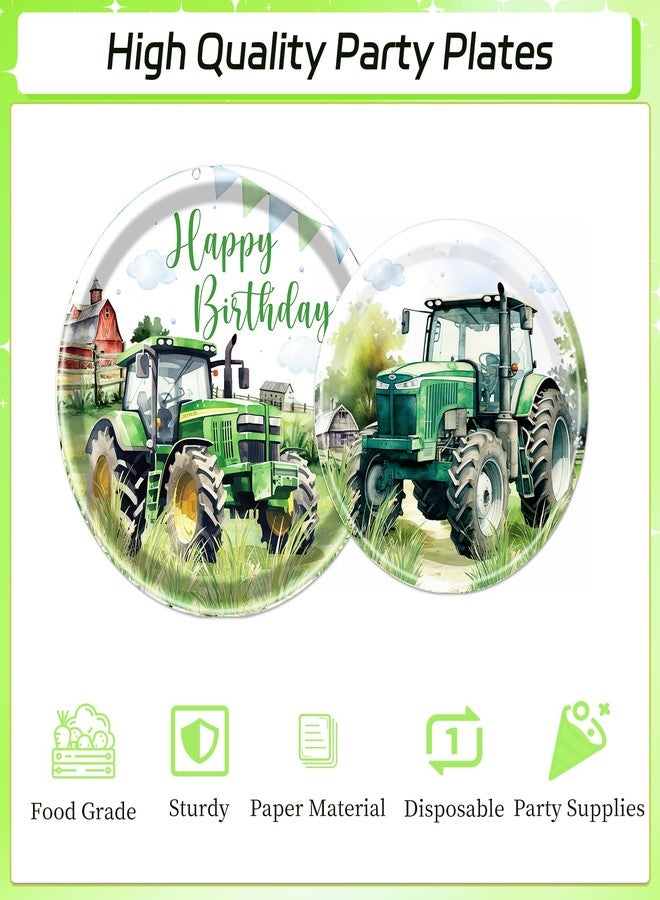 Rakuto Tractor Birthday Party Plates Napkins Tableware Set, Tractor Birthday Party Decorations Supplies for Kids, Disposable Paper Green Farm Dinnerware Party Decor Serves 24 - Image 3