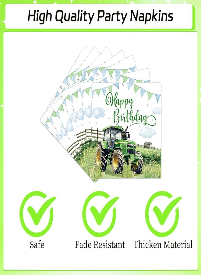 Rakuto Tractor Birthday Party Plates Napkins Tableware Set, Tractor Birthday Party Decorations Supplies for Kids, Disposable Paper Green Farm Dinnerware Party Decor Serves 24 - Image 4