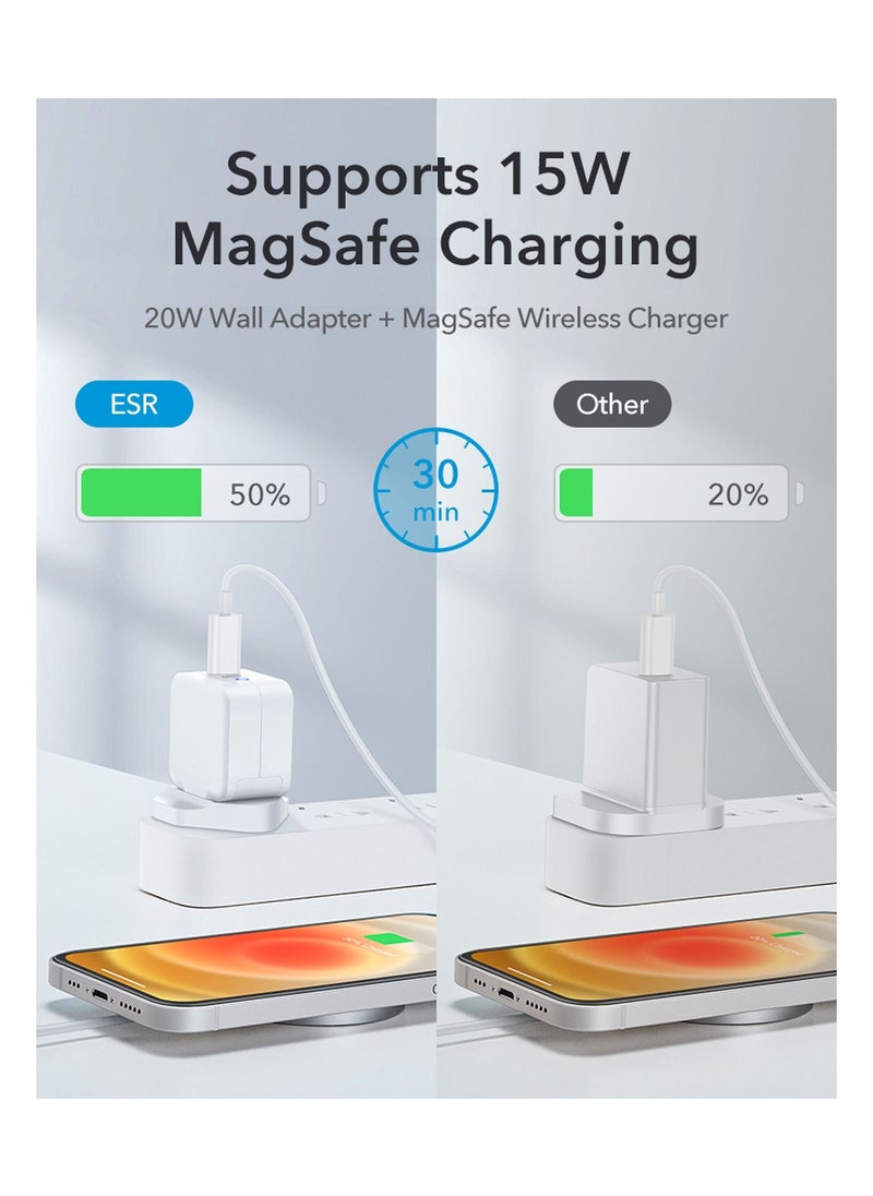 ESR - ESR 20W Mini PD USB-C Wall Charger, Compatible with iPhone 14/14 Plus/14 Pro/14 Pro Max, iPhone 13 and 12 Pro/Mini/Pro Max, iPhone SE 2022/11, Galaxy S22/S21/S20/A52, Whit - Image 1